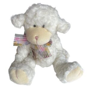 Boyds Bear Collection Plush Toy Liza Fuzzyfleece Lamb White NWT Bow Vintage JB